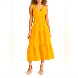 STEVE MADDEN Amira Tiered Cotton Midi Orange Dress Size Small